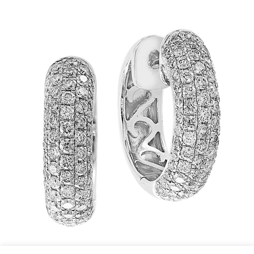 1 Effy 14K white gold and diamond hoop earring